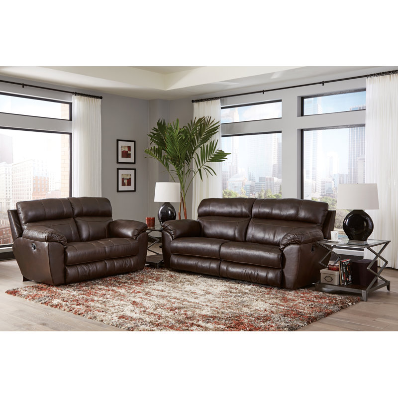 Wade Logan® Alonii 90.5" Leather Match Pillow Top Arm Reclining Sofa